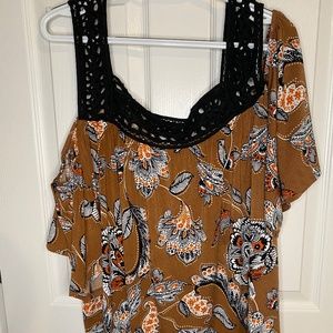 Brown Floral Cold Shoulder